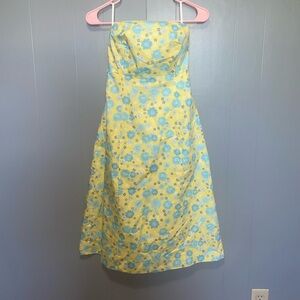 Vintage Lilly Pulitzer Tie Back Strapless A Line Yellow Lion Dress Size 2